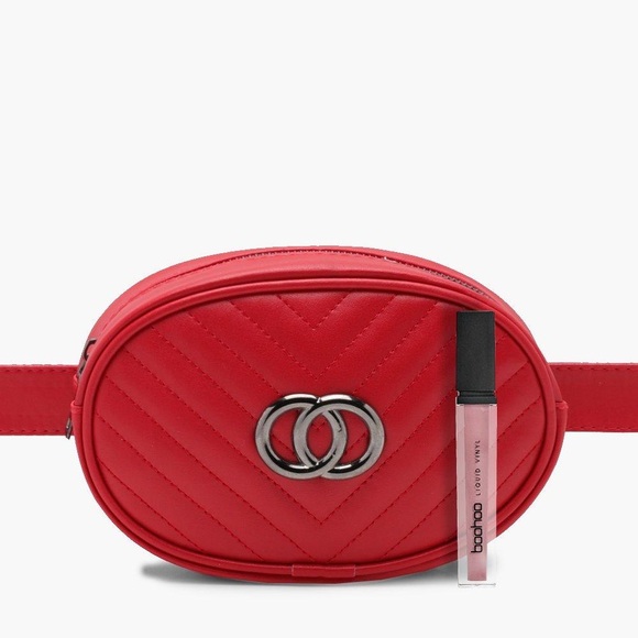 Plus Size DOUBLE RING CHEVRON QUILTED BELT BAG - Picture 3 of 4